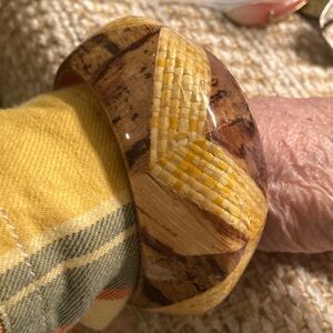 Acrylic Bangle Bracelet with wood tones